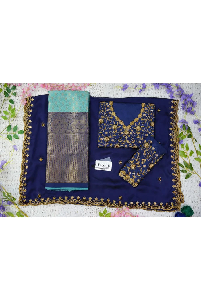 Munjya Women's Woven Design zari work Half Saree with Embroidered Blouse and Dupatta