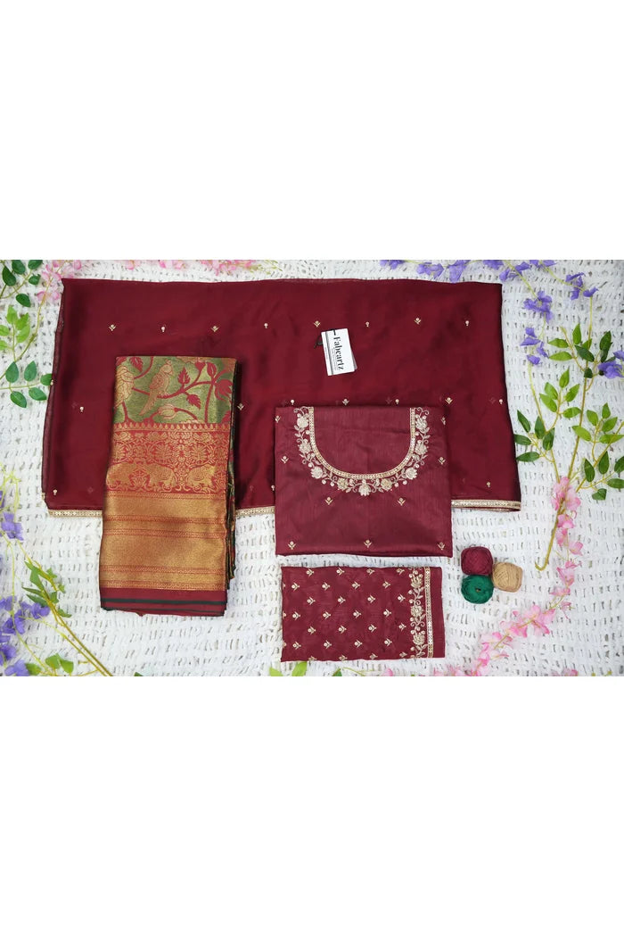 Rosie Women's Woven Design zari work Half Saree with Embroidered Blouse and Dupatta