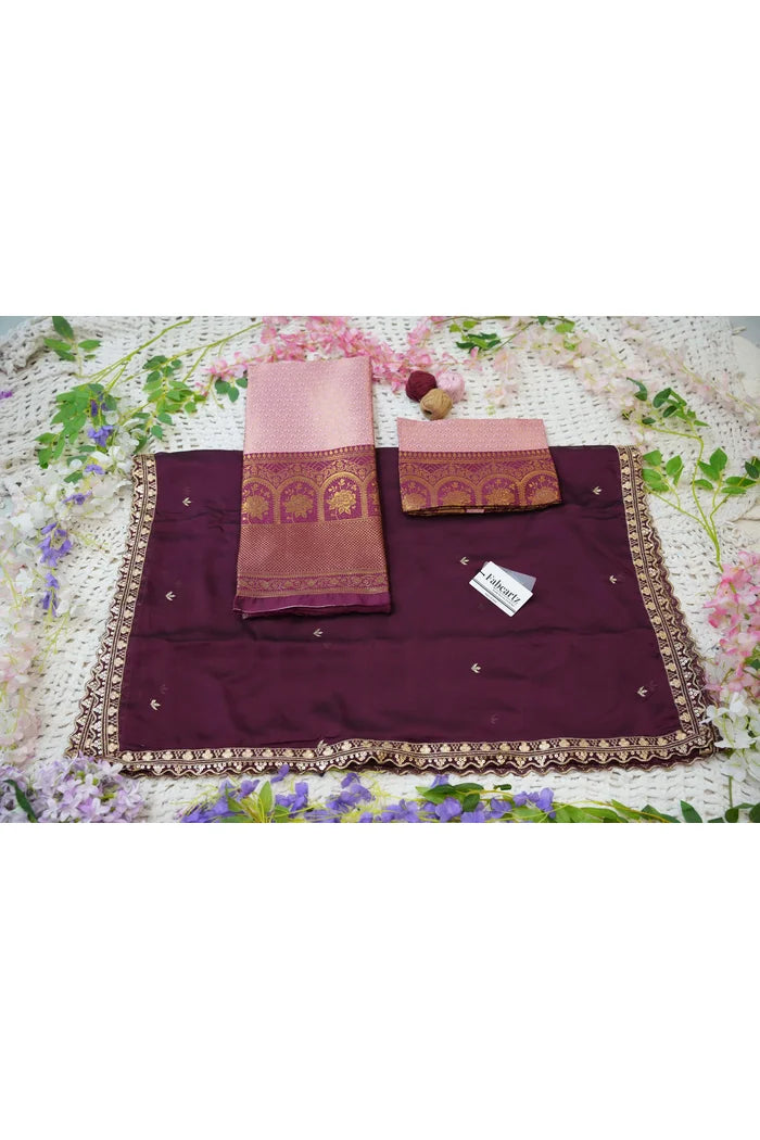 Oye!!Pattu Women's Woven Design zari work Half Saree with Embroidered Blouse and Dupatta