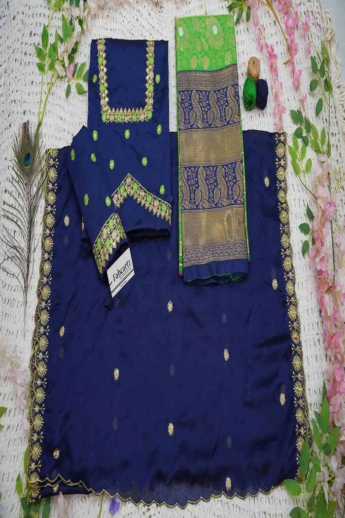 Jaya Women's Woven Design zari work Half Saree with Embroidered Blouse and Dupatta