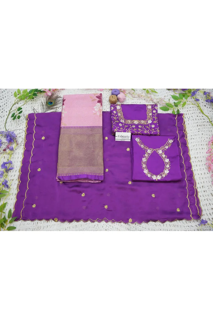 Komal Women's Woven Design zari work Half Saree with Embroidered Blouse and Dupatta