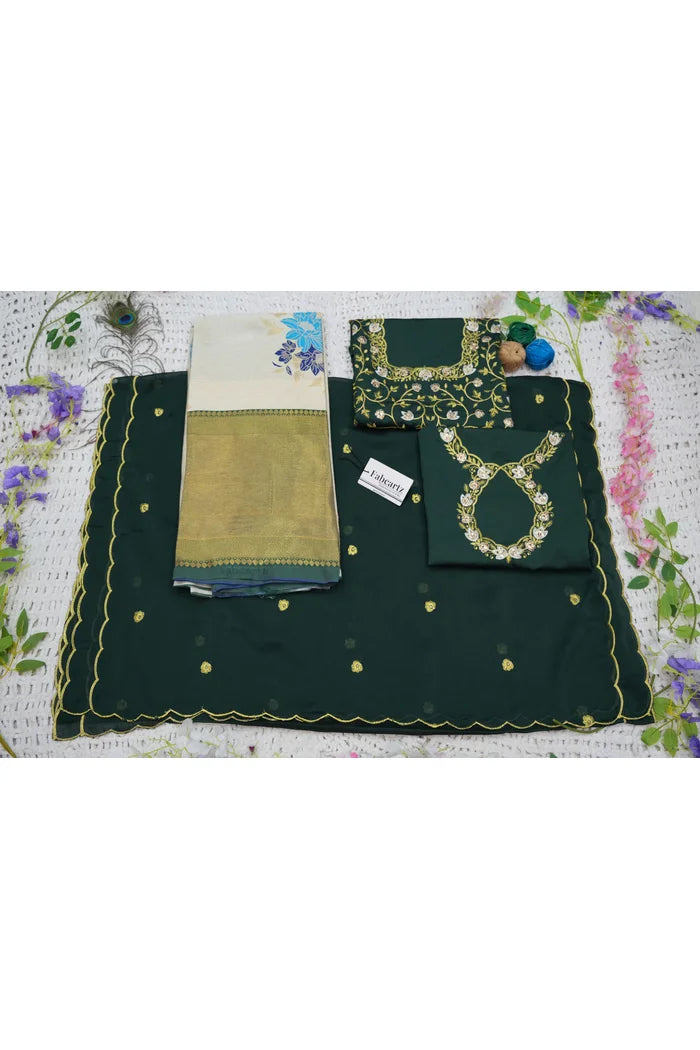 Komal Women's Woven Design zari work Half Saree with Embroidered Blouse and Dupatta