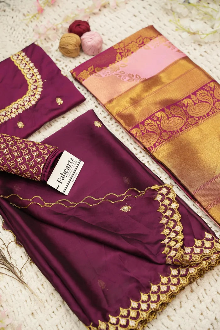 Pranavi Women's Woven Design zari work Half Saree with Embroidered Blouse and Dupatta