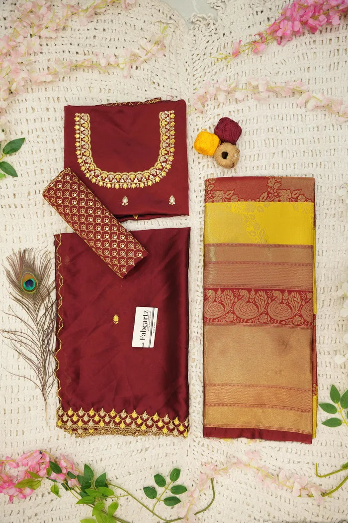 Pranavi Women's Woven Design zari work Half Saree with Embroidered Blouse and Dupatta