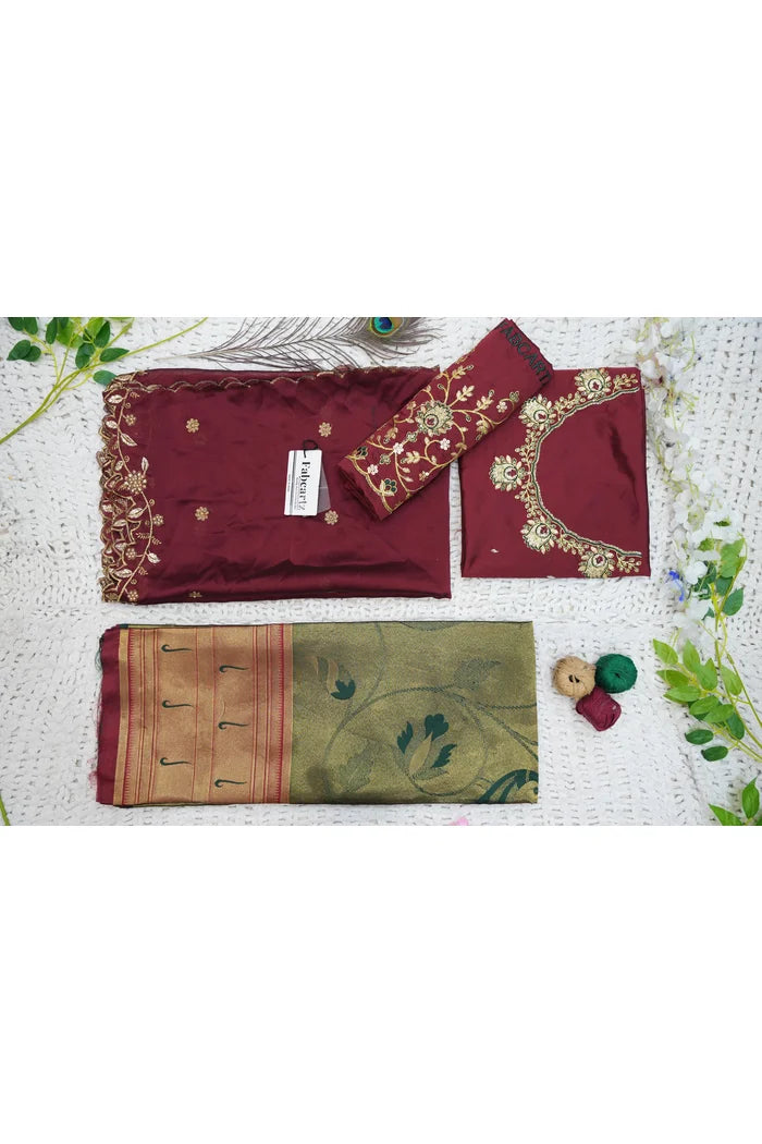 Aparna Women's Woven Design zari work Half Saree with Handwork Blouse and Dupatta