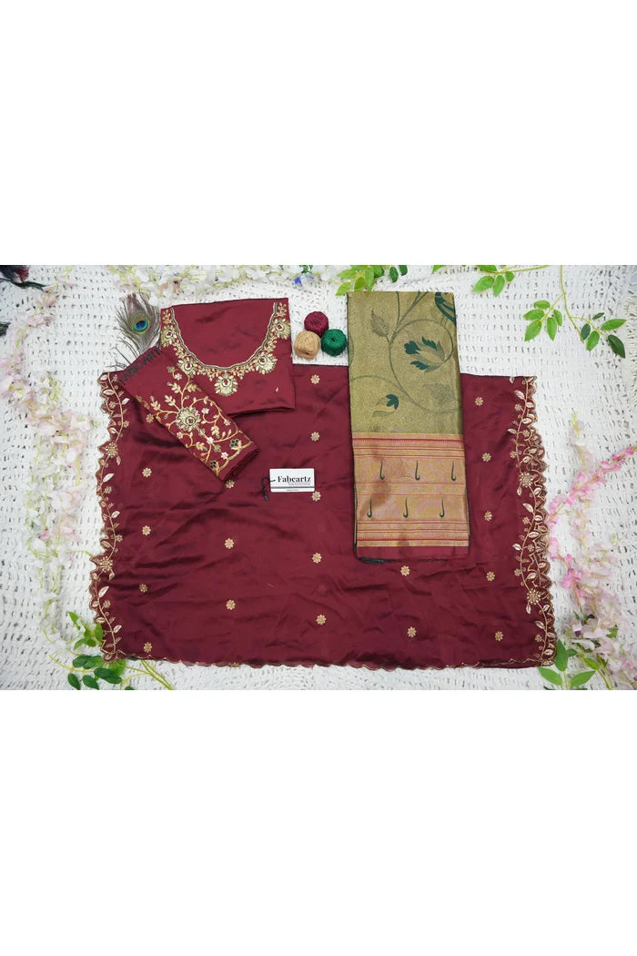 Aparna Women's Woven Design zari work Half Saree with Handwork Blouse and Dupatta