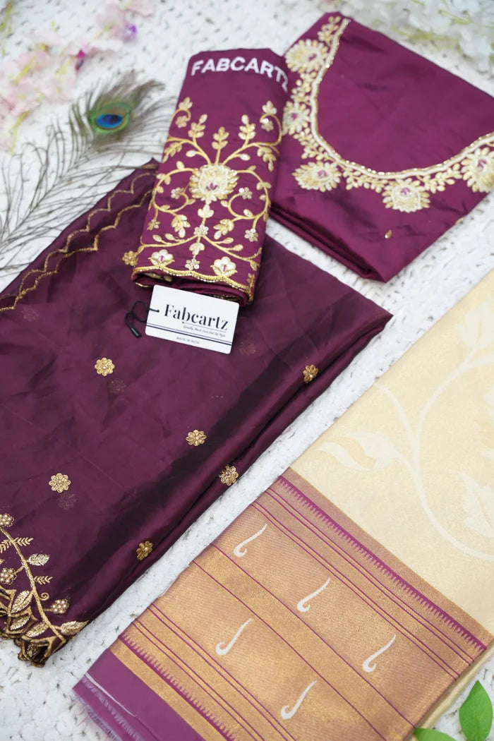 Aparna Women's Woven Design zari work Half Saree with Handwork Blouse and Dupatta