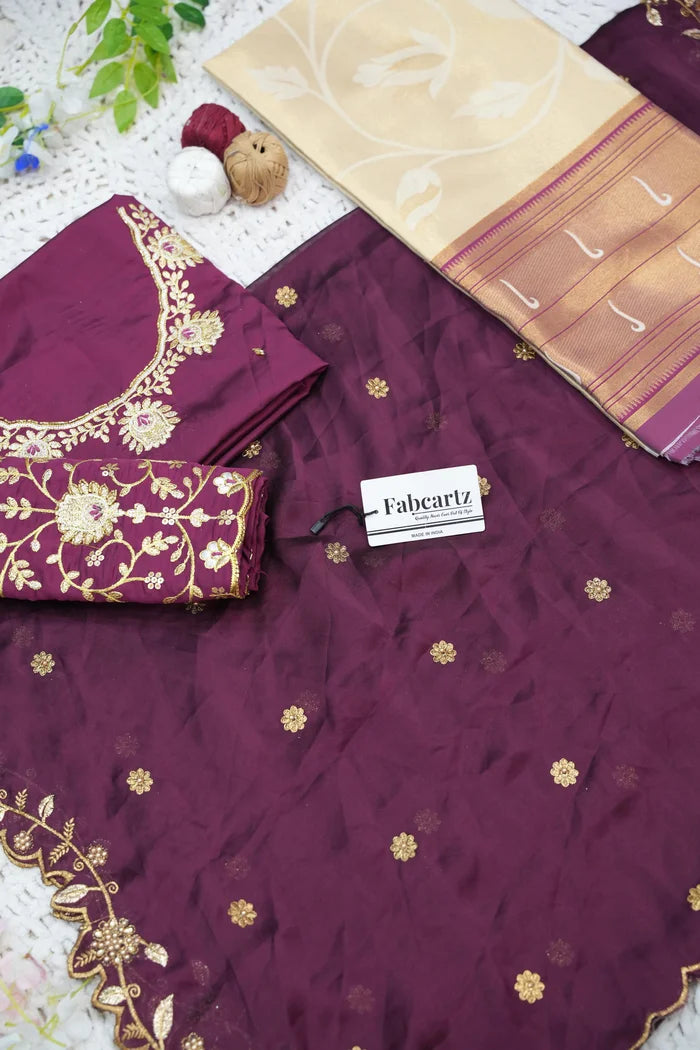 Aparna Women's Woven Design zari work Half Saree with Handwork Blouse and Dupatta