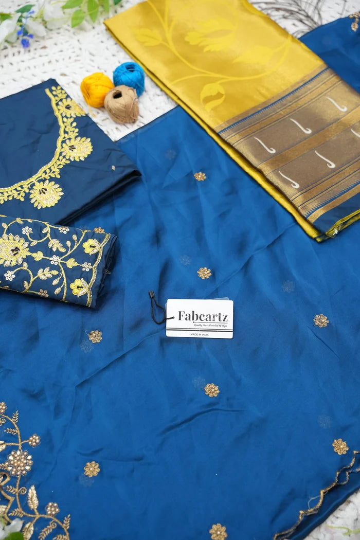 Aparna Women's Woven Design zari work Half Saree with Handwork Blouse and Dupatta