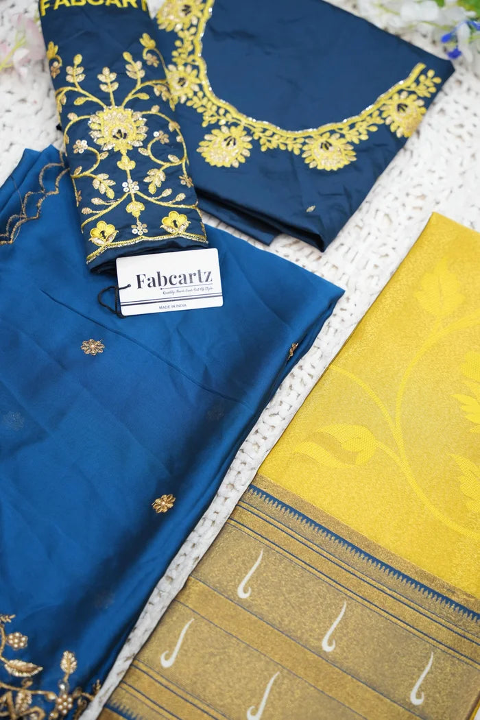 Aparna Women's Woven Design zari work Half Saree with Handwork Blouse and Dupatta