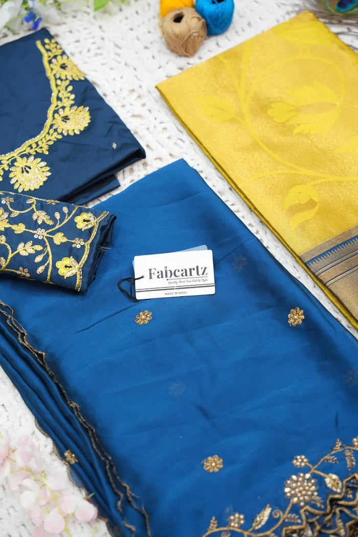 Aparna Women's Woven Design zari work Half Saree with Handwork Blouse and Dupatta