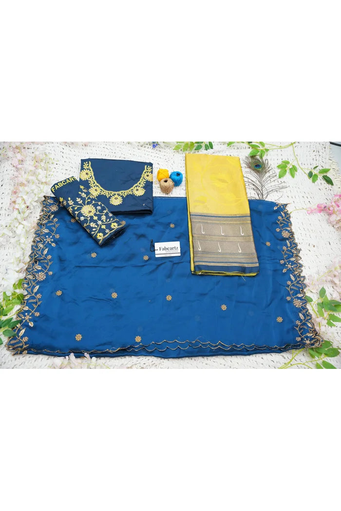 Aparna Women's Woven Design zari work Half Saree with Handwork Blouse and Dupatta