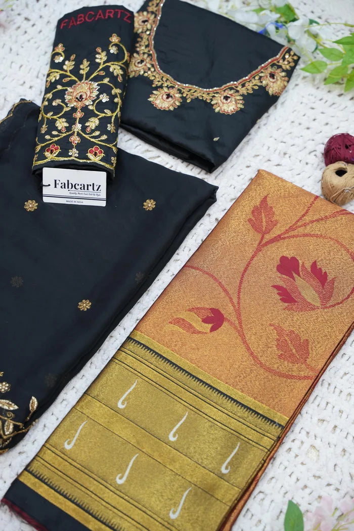 Aparna Women's Woven Design zari work Half Saree with Handwork Blouse and Dupatta