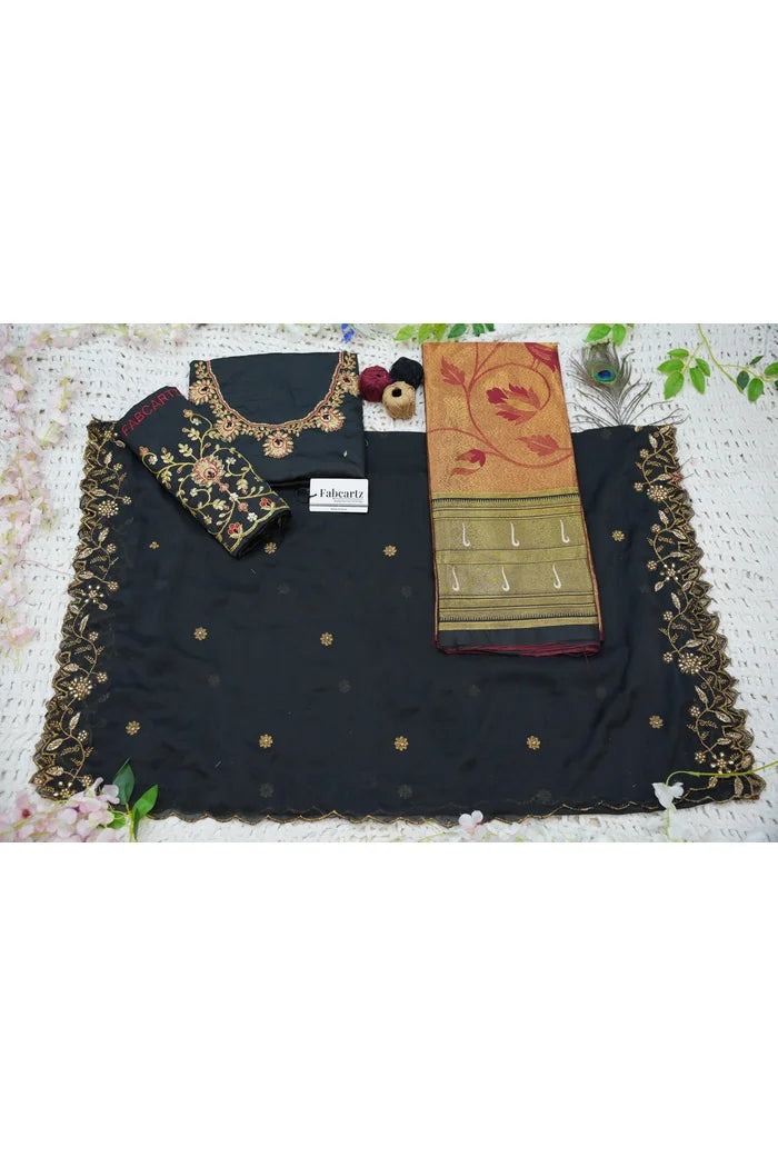 Aparna Women's Woven Design zari work Half Saree with Handwork Blouse and Dupatta