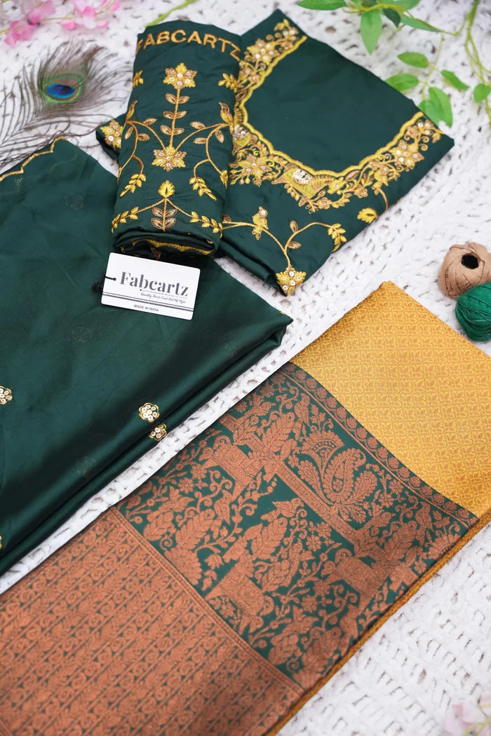PihuPattu Women's Woven Design zari work Half Saree with Embroidered Blouse and Dupatta