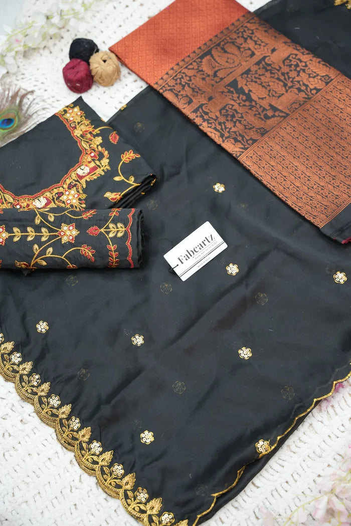 PihuPattu Women's Woven Design zari work Half Saree with Embroidered Blouse and Dupatta