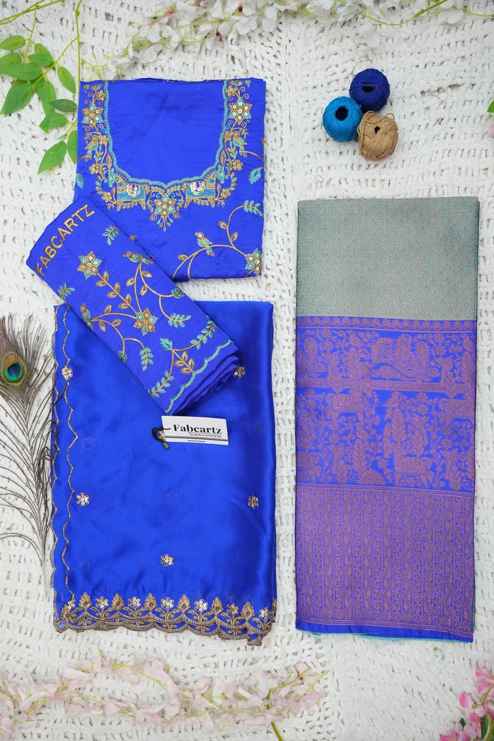 PihuPattu Women's Woven Design zari work Half Saree with Embroidered Blouse and Dupatta