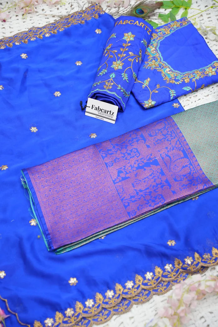 PihuPattu Women's Woven Design zari work Half Saree with Embroidered Blouse and Dupatta