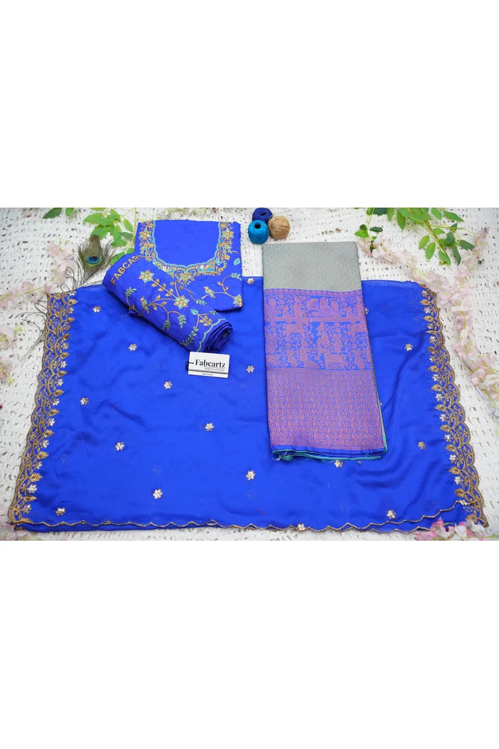PihuPattu Women's Woven Design zari work Half Saree with Embroidered Blouse and Dupatta