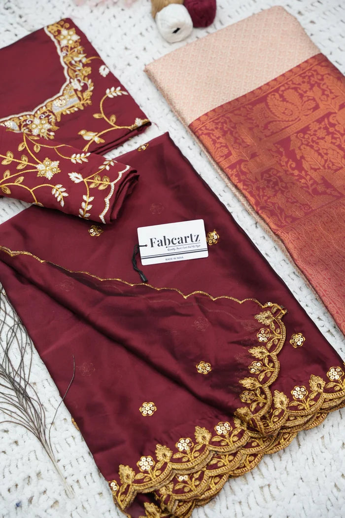 PihuPattu Women's Woven Design zari work Half Saree with Embroidered Blouse and Dupatta