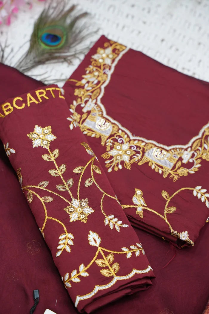 PihuPattu Women's Woven Design zari work Half Saree with Embroidered Blouse and Dupatta