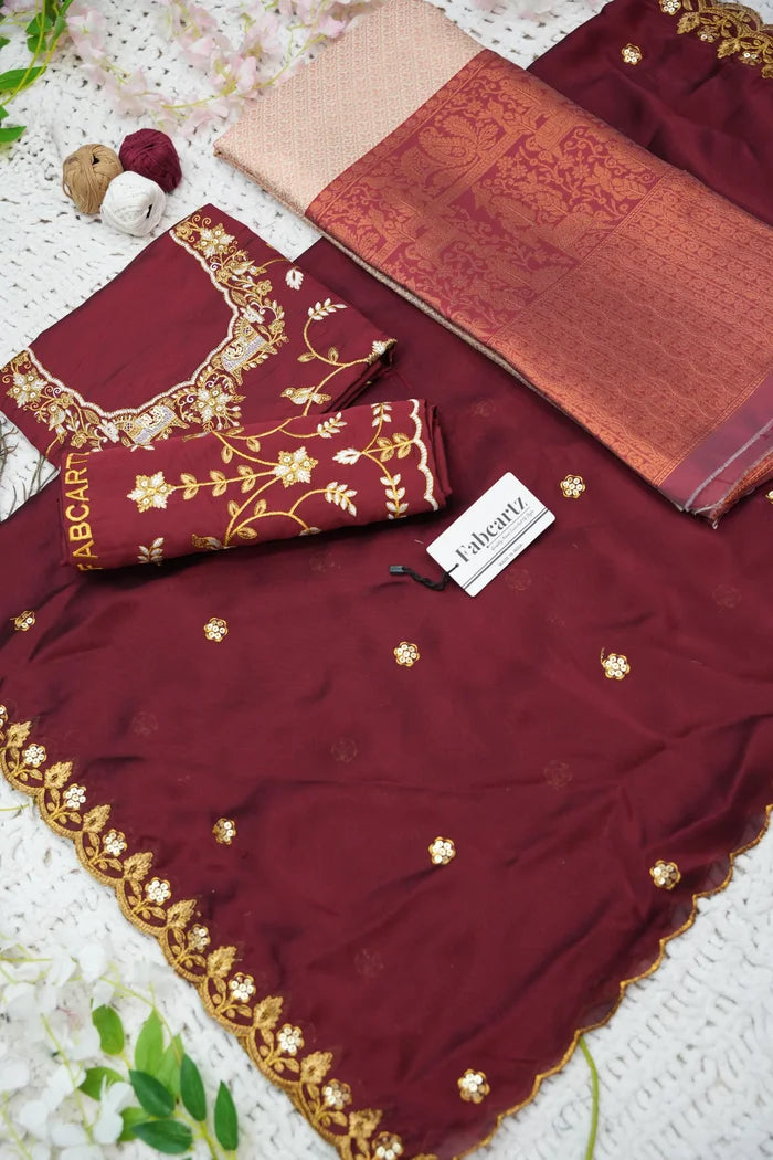 PihuPattu Women's Woven Design zari work Half Saree with Embroidered Blouse and Dupatta