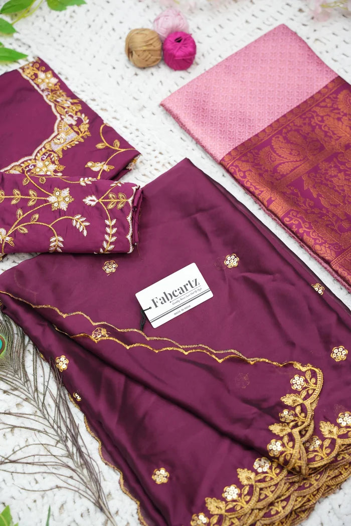 PihuPattu Women's Woven Design zari work Half Saree with Embroidered Blouse and Dupatta