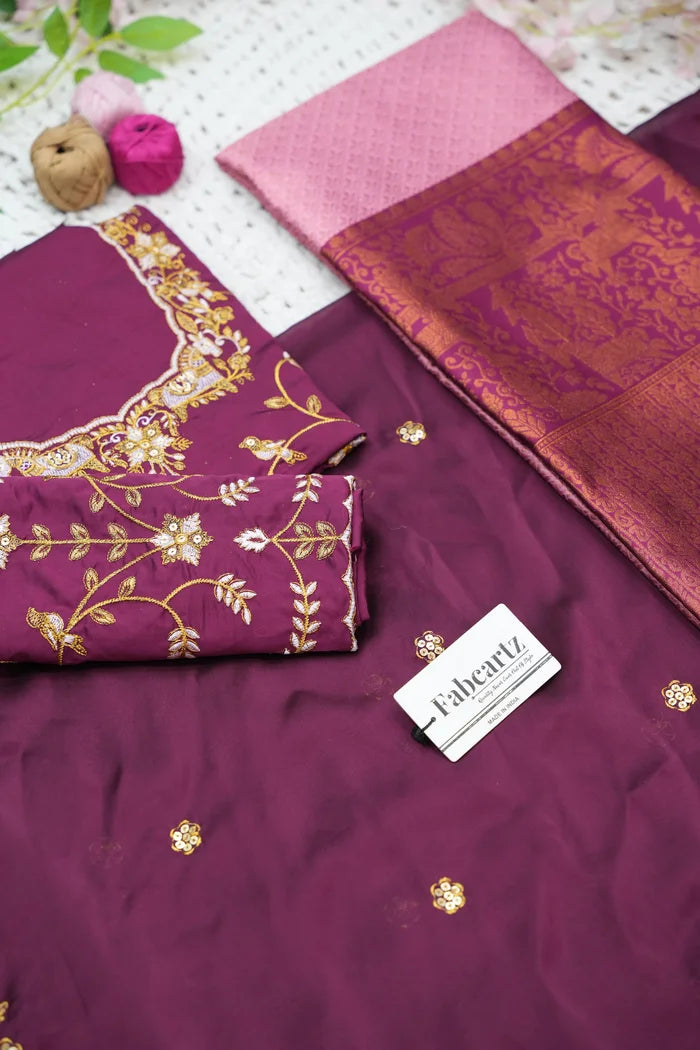 PihuPattu Women's Woven Design zari work Half Saree with Embroidered Blouse and Dupatta