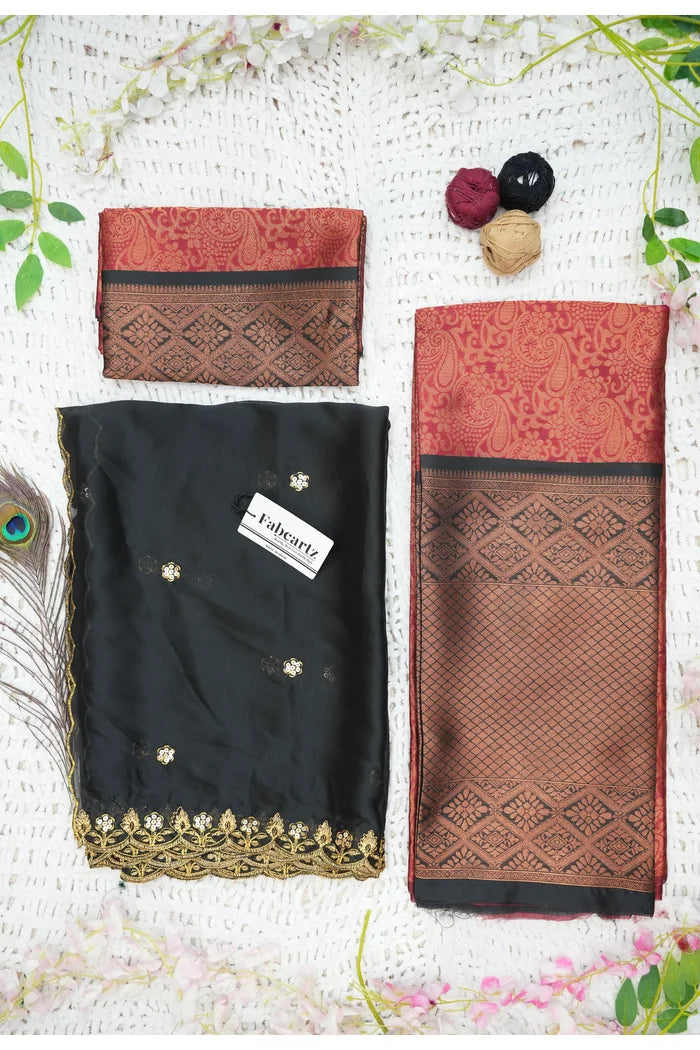 SudhaPattu Women's Woven Design zari work Half Saree with Embroidered Blouse and Dupatta