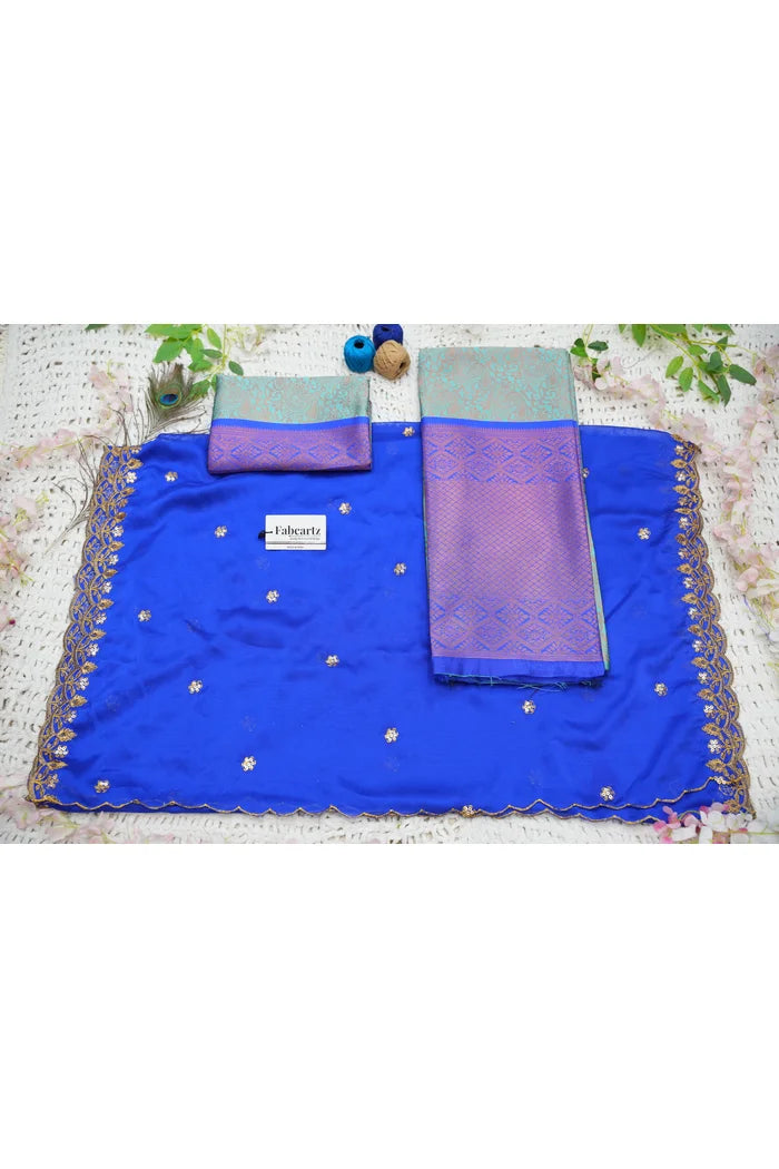 SudhaPattu Women's Woven Design zari work Half Saree with Embroidered Blouse and Dupatta