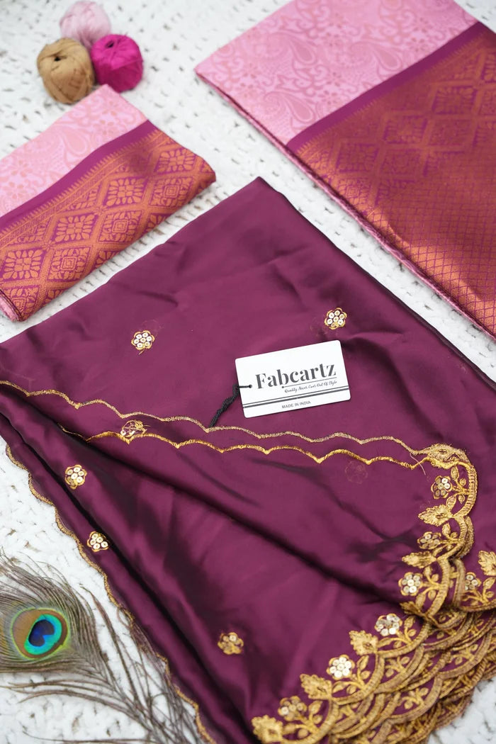 SudhaPattu Women's Woven Design zari work Half Saree with Embroidered Blouse and Dupatta