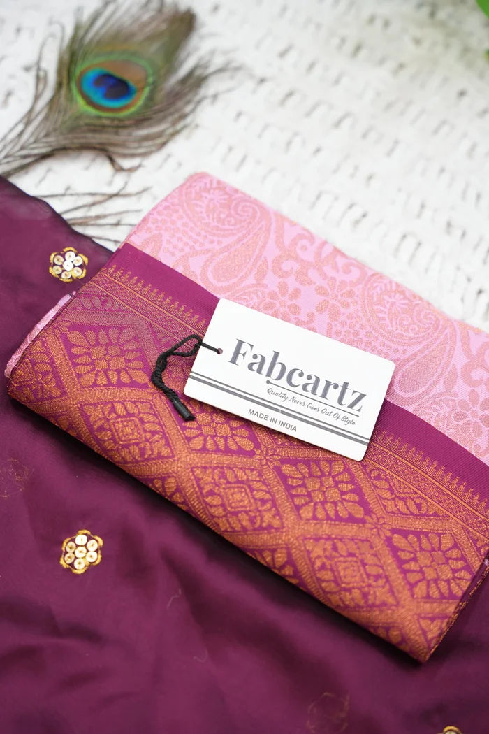 SudhaPattu Women's Woven Design zari work Half Saree with Embroidered Blouse and Dupatta