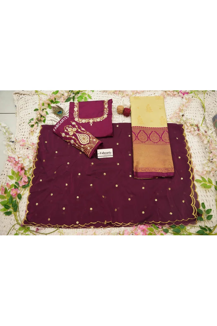 BittuPattu Women's Woven Design zari work Half Saree with Embroidered Blouse and Dupatta