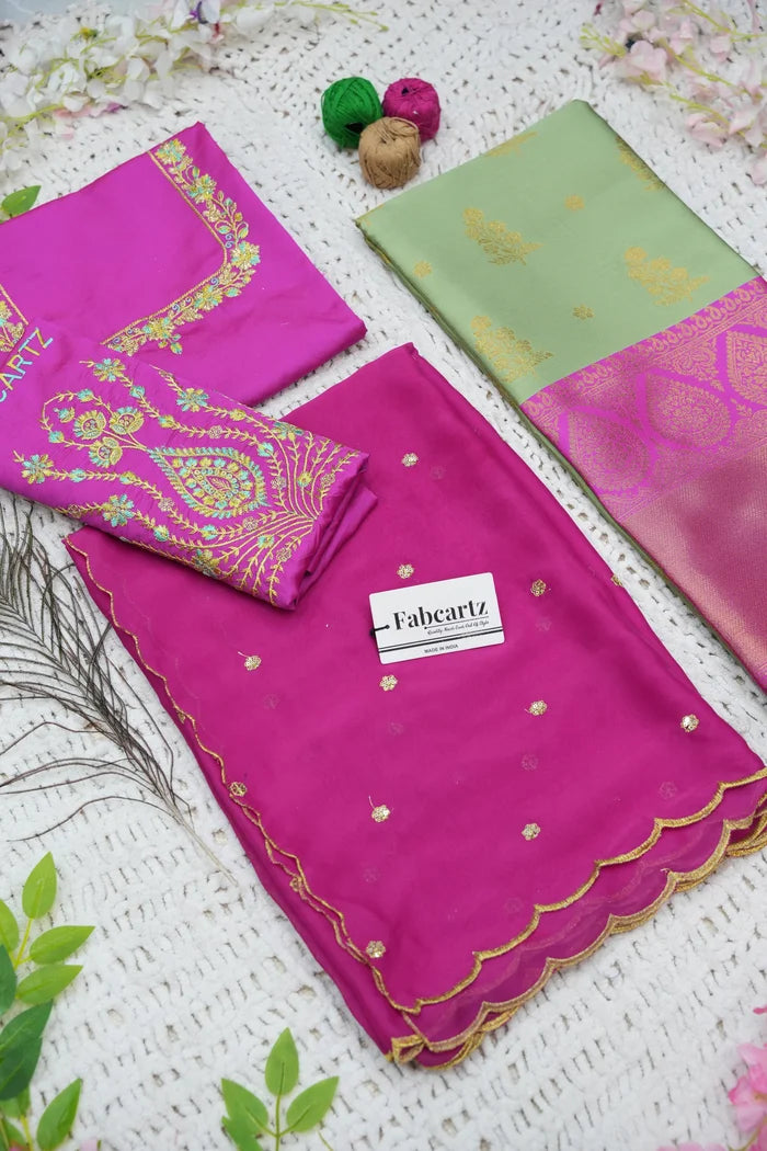 BittuPattu Women's Woven Design zari work Half Saree with Embroidered Blouse and Dupatta