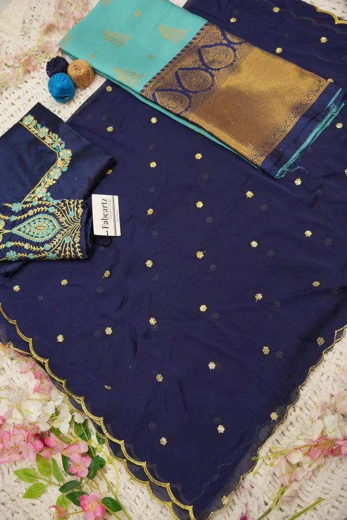 BittuPattu Women's Woven Design zari work Half Saree with Embroidered Blouse and Dupatta