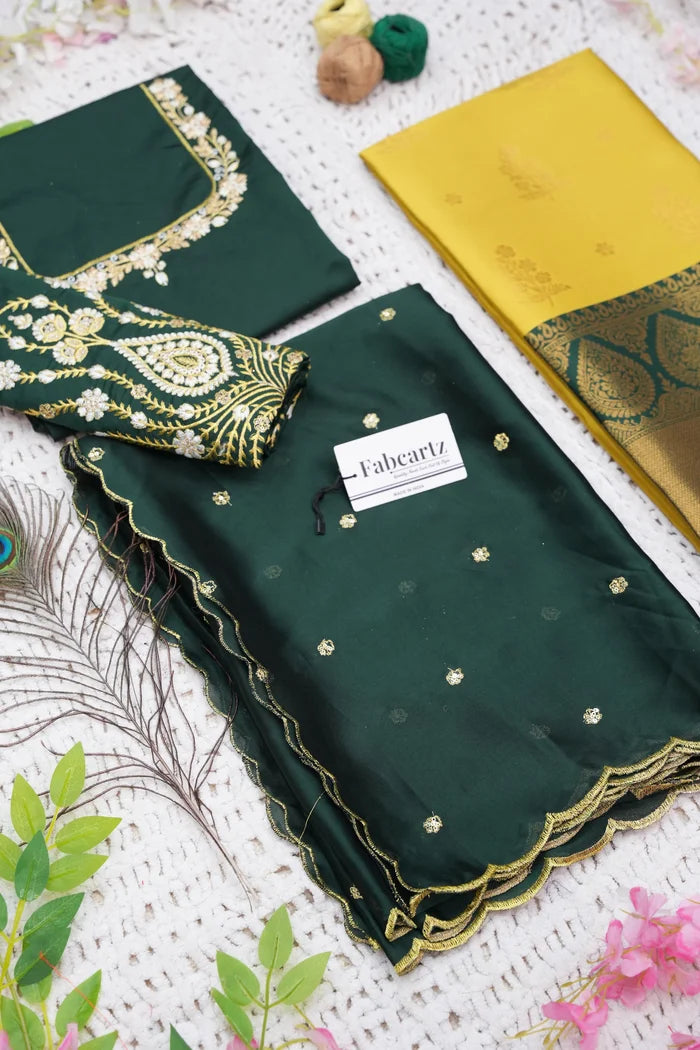 BittuPattu Women's Woven Design zari work Half Saree with Embroidered Blouse and Dupatta