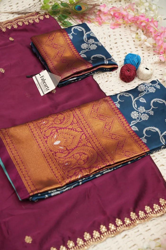 HemaValli Women's Woven Design zari work Half Saree with Embroidered Blouse and Dupatta