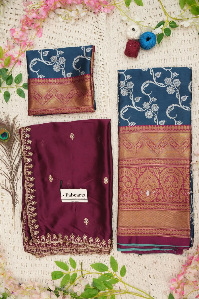 HemaValli Women's Woven Design zari work Half Saree with Embroidered Blouse and Dupatta