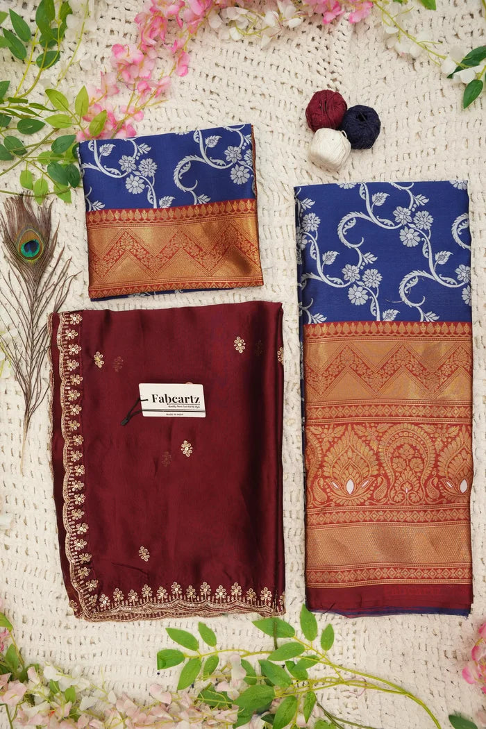 HemaValli Women's Woven Design zari work Half Saree with Embroidered Blouse and Dupatta