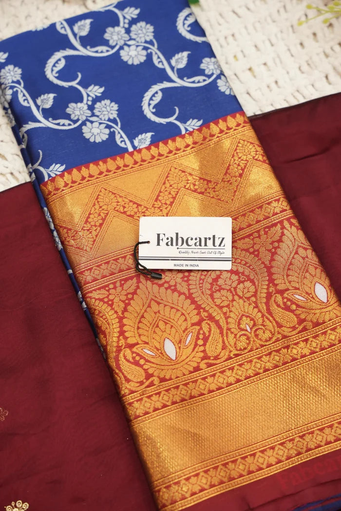 HemaValli Women's Woven Design zari work Half Saree with Embroidered Blouse and Dupatta