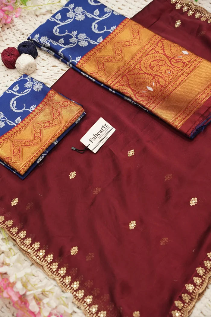 HemaValli Women's Woven Design zari work Half Saree with Embroidered Blouse and Dupatta