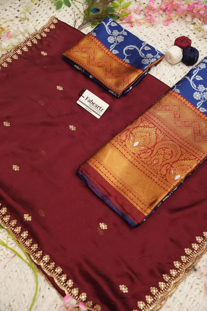 HemaValli Women's Woven Design zari work Half Saree with Embroidered Blouse and Dupatta