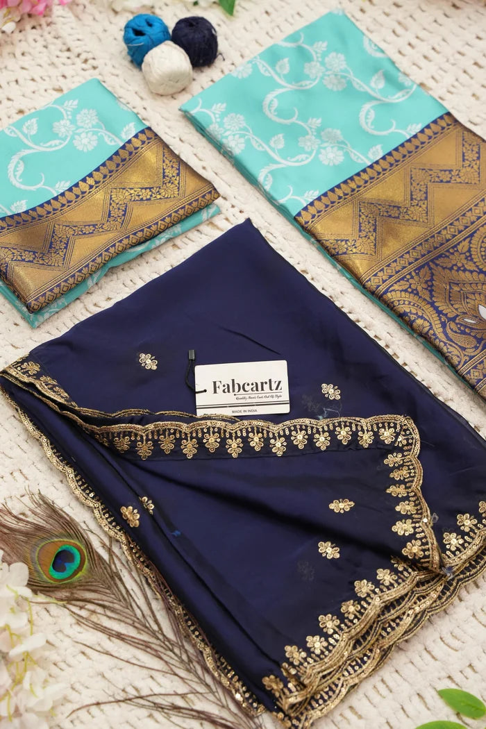 HemaValli Women's Woven Design zari work Half Saree with Embroidered Blouse and Dupatta