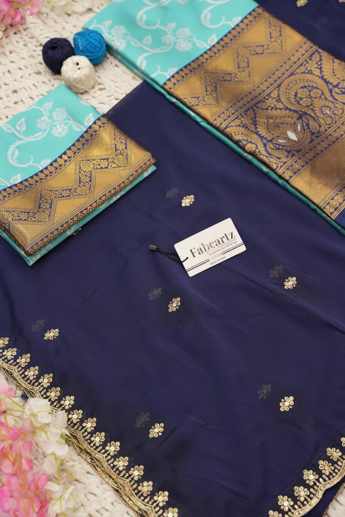 HemaValli Women's Woven Design zari work Half Saree with Embroidered Blouse and Dupatta