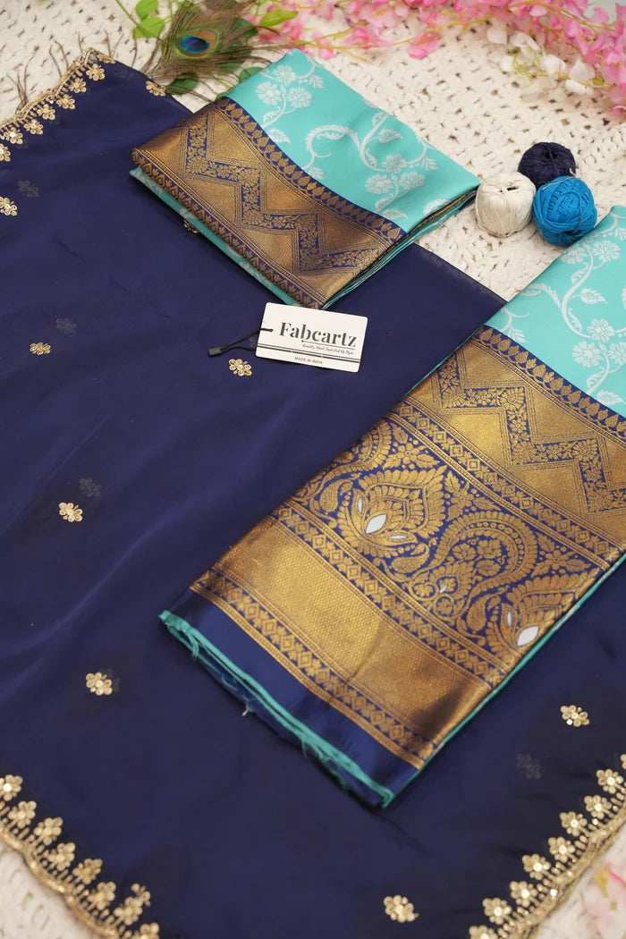 HemaValli Women's Woven Design zari work Half Saree with Embroidered Blouse and Dupatta