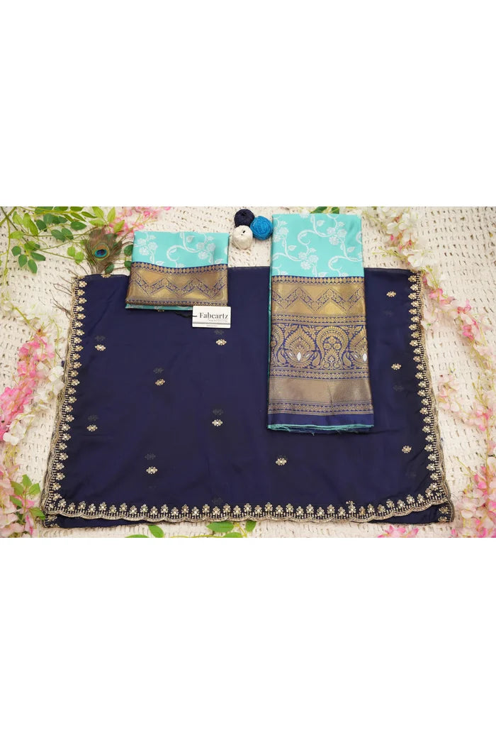 HemaValli Women's Woven Design zari work Half Saree with Embroidered Blouse and Dupatta