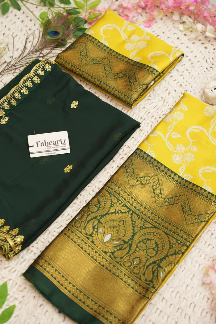 HemaValli Women's Woven Design zari work Half Saree with Embroidered Blouse and Dupatta