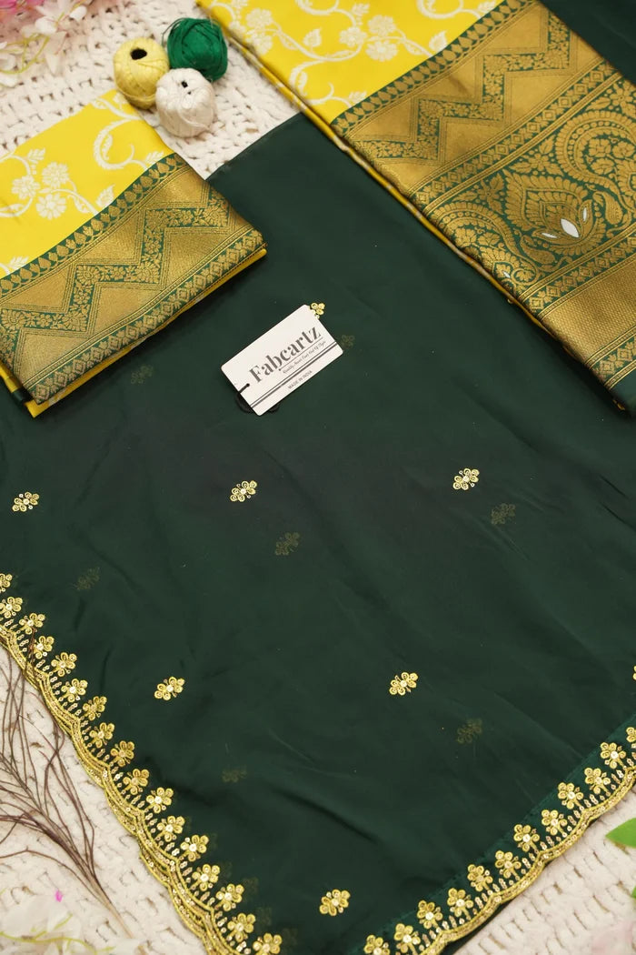 HemaValli Women's Woven Design zari work Half Saree with Embroidered Blouse and Dupatta