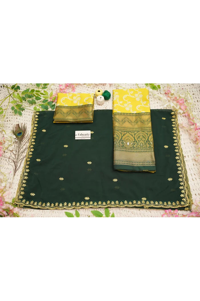 HemaValli Women's Woven Design zari work Half Saree with Embroidered Blouse and Dupatta