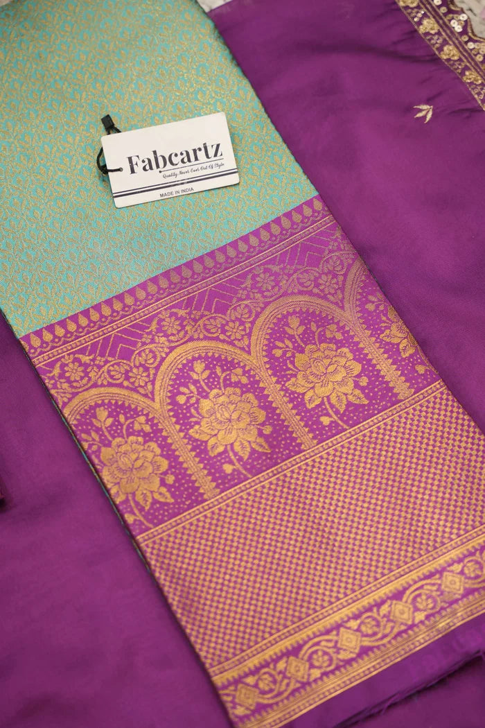 Oye!!Pattu Women's Woven Design zari work Half Saree with Embroidered Blouse and Dupatta